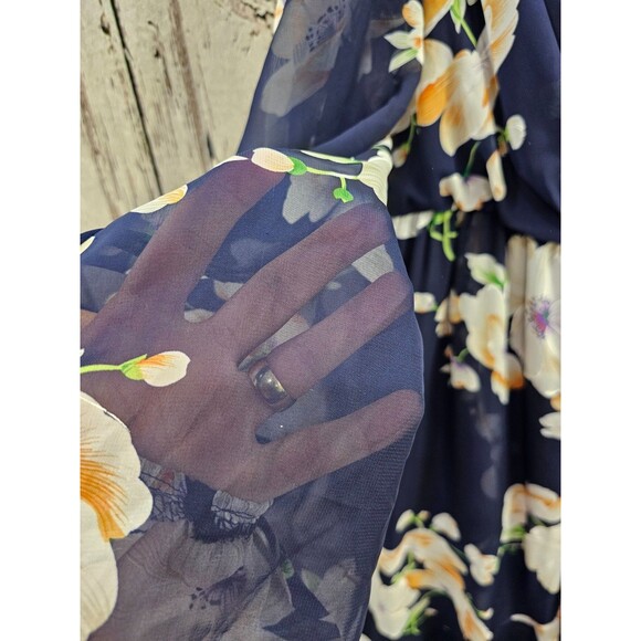 Fashion Nova 1X Plus Fairy Hi-Lo Chiffon Wrap Maxi Dress Flowy Euc feminine sexy - Picture 7 of 15